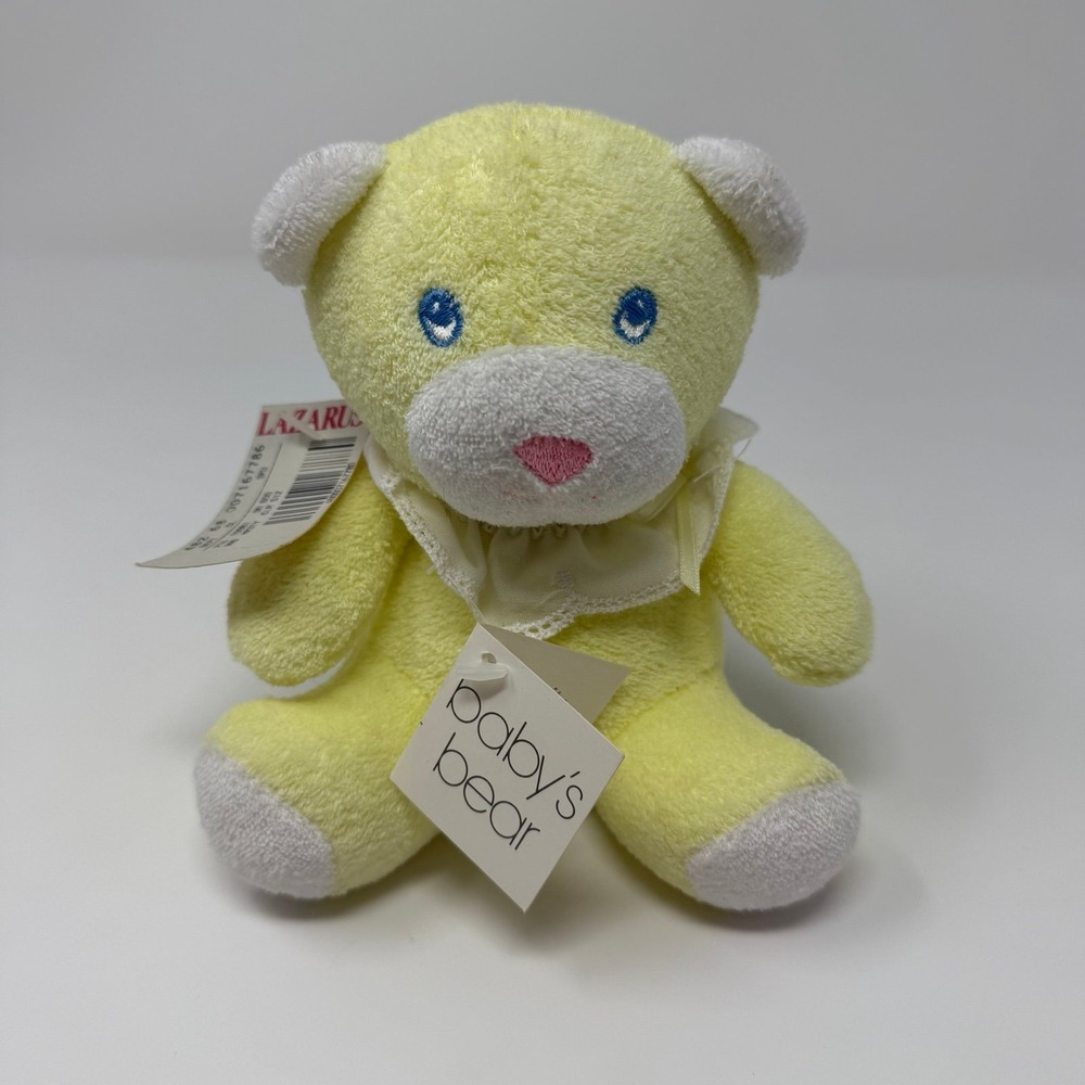 Vintage Eden toys terry‎ cloth rattle bear plush yellow pastel